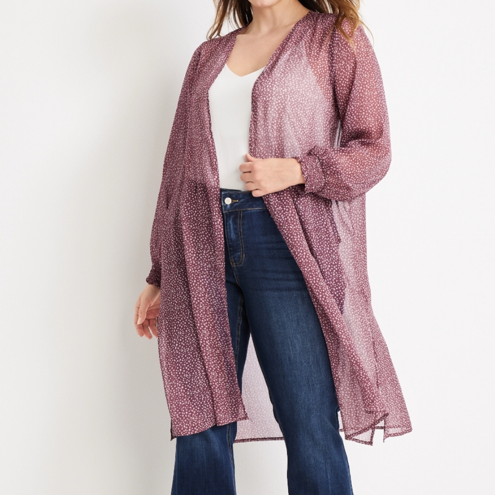 Maurices Purple Shear Kimono